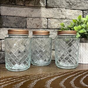 Elegant 3pcs glass jar set with copper-colored lids 🌿🆕🌿